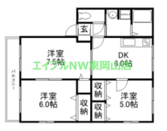 プラザSK II(3DK/1階)の間取り写真