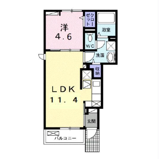 グラシアス(1LDK/1階)の間取り写真