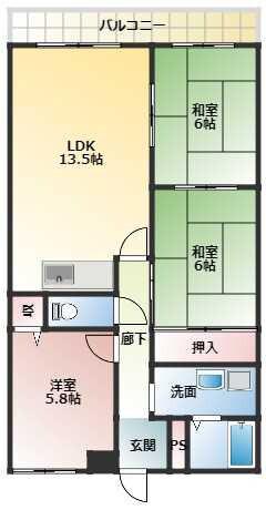 ベルコート初芝(3LDK/2階)の間取り写真