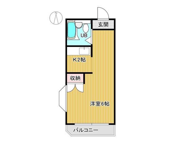 メゾン岡町(1K/1階)の間取り写真