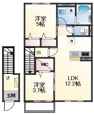 白鳥台アパート(2LDK/2階)の間取り写真