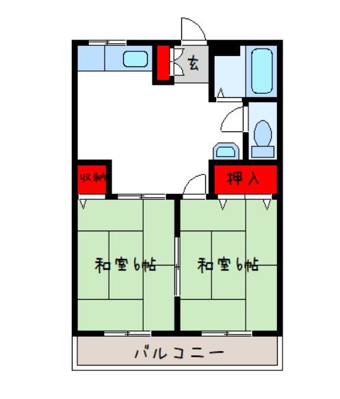 美幸コーポ(2DK/3階)の間取り写真