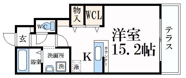 アグレアーブル(ワンルーム/1階)の間取り写真