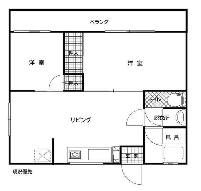 TAKAビル片野(2LDK/4階)の間取り写真