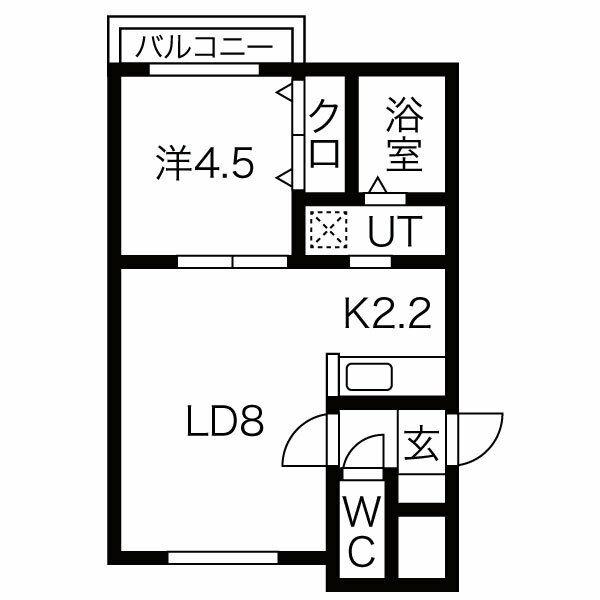 フィオラノセレッソ(1LDK/4階)の間取り写真