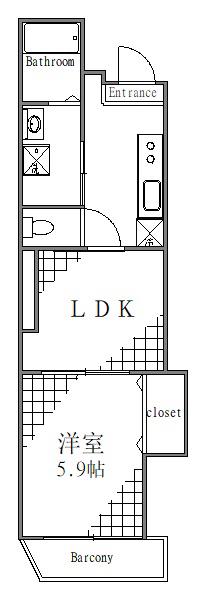 若水マンション(1LDK/3階)の間取り写真