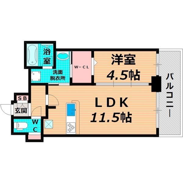 LA CASA京橋(1LDK/10階)の間取り写真
