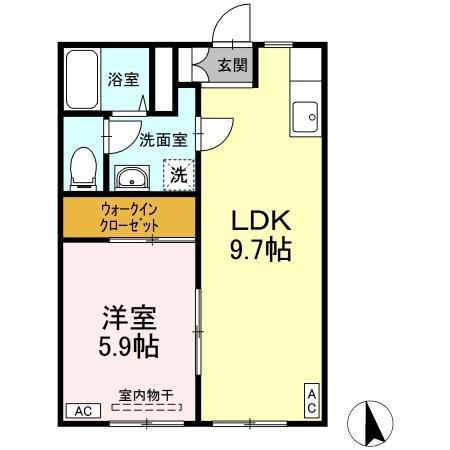 フェリモ(1LDK/1階)の間取り写真