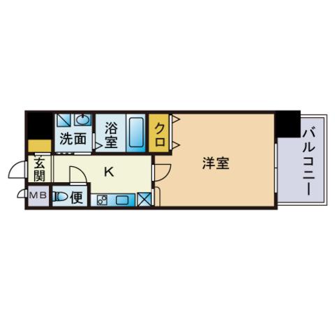 エンクレスト博多駅南Ⅱ(1K/9階)の間取り写真