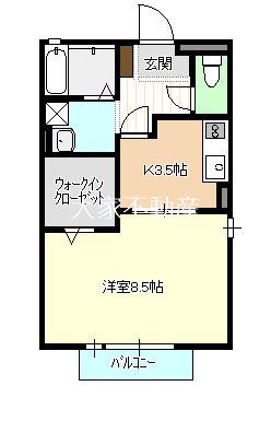 エクセレント諫早(1K/1階)の間取り写真