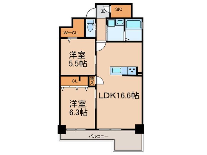 グランテラス藤が丘(2LDK/10階)の間取り写真