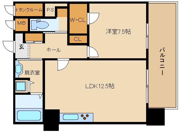 ヴェヌスタ(1LDK/7階)の間取り写真