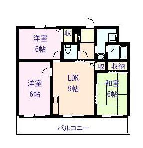 シャリテ今里(3DK/2階)の間取り写真