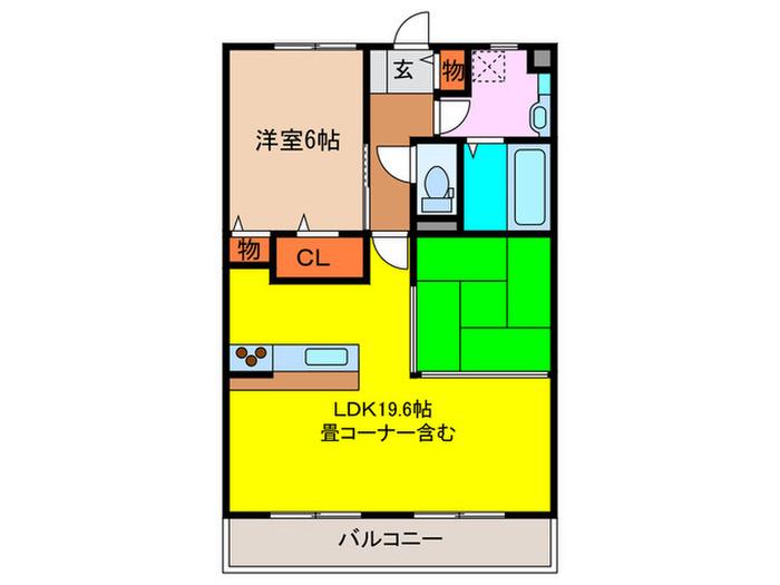 たまきA棟(1LDK/1階)の間取り写真