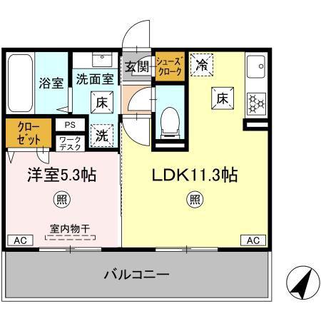 シャルム宇土(1LDK/1階)の間取り写真