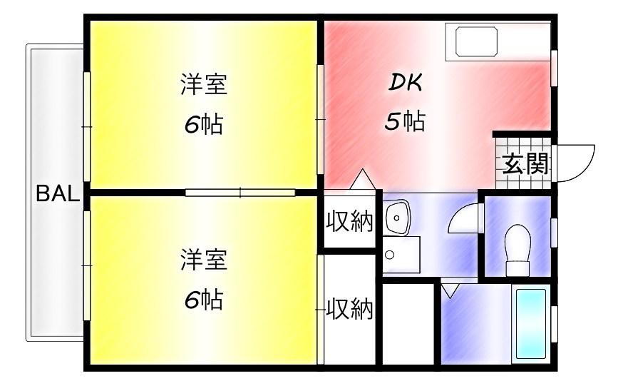 シティライフ知古A(2DK/2階)の間取り写真