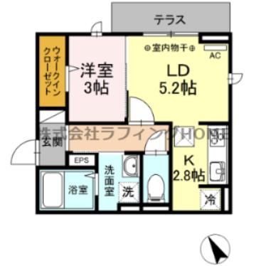 D-ROOM F.京町(1LDK/1階)の間取り写真