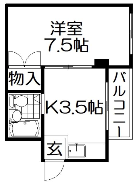 マルエスマンション(1K/4階)の間取り写真