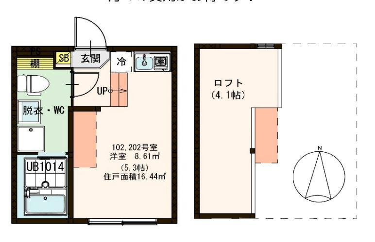 ハーモニーテラス梅島II(ワンルーム/2階)の間取り写真