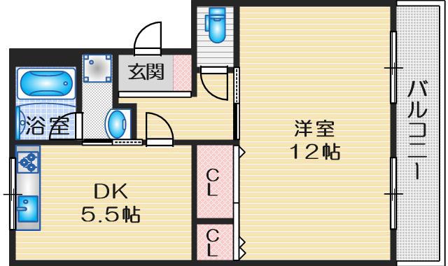 千成パークハイツアベ(1DK/4階)の間取り写真