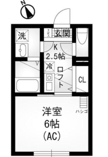 ブリエール保土ヶ谷(1K/2階)の間取り写真