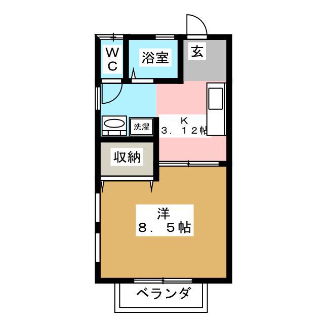 フォンテI(1K/1階)の間取り写真