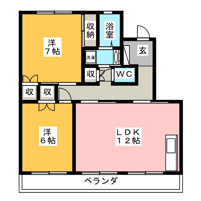 アルカディア(2LDK/1階)の間取り写真