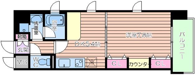 KAISEI四天王寺(1DK/6階)の間取り写真