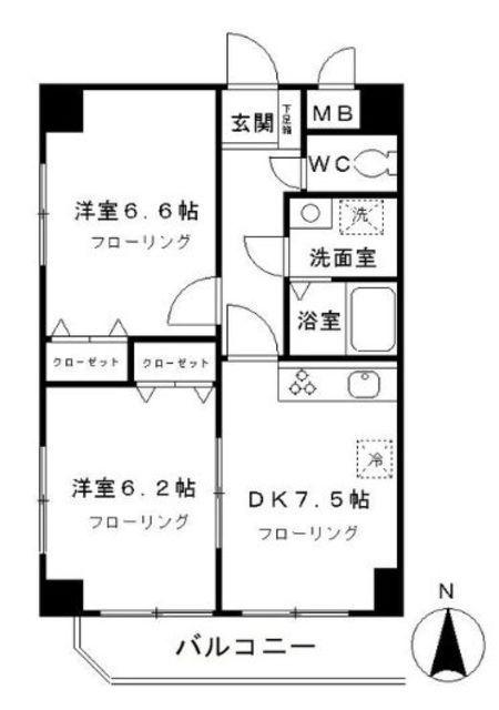 エクセル阿佐谷(2DK/4階)の間取り写真