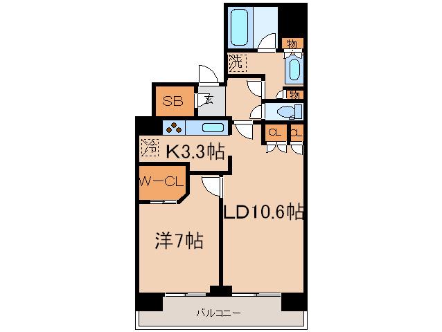 ベイクレストタワー(1LDK/36階)の間取り写真