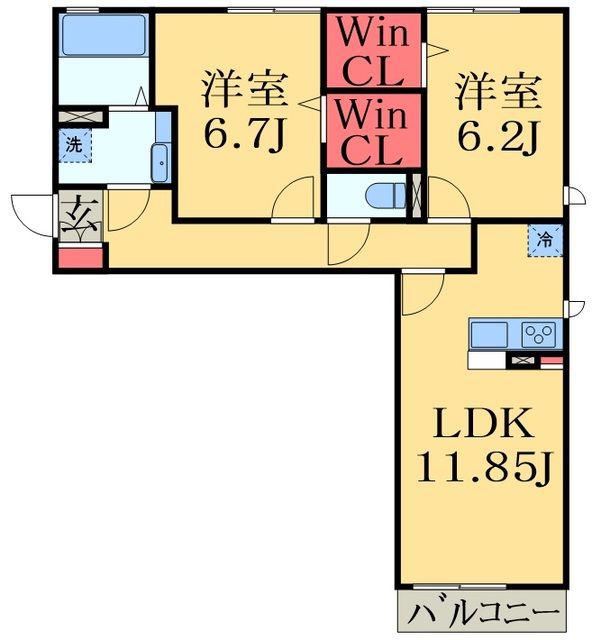 DROOM SAKURA.G(2LDK/1階)の間取り写真