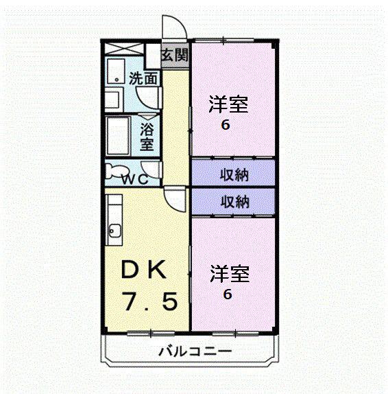 レジデンスマツバラ(2DK/2階)の間取り写真