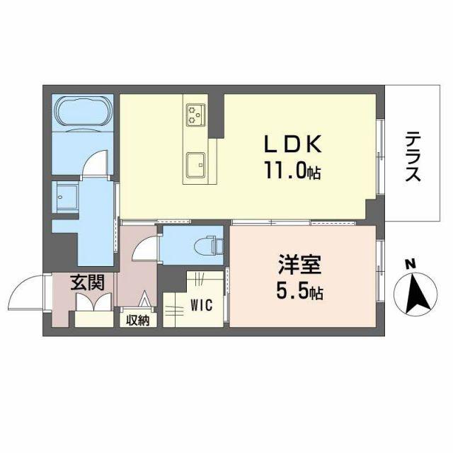 シャーメゾン上野(1LDK/1階)の間取り写真