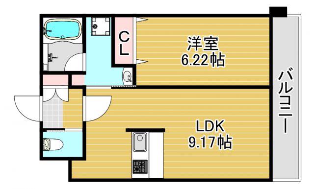 プレジオ海老江(1LDK/5階)の間取り写真