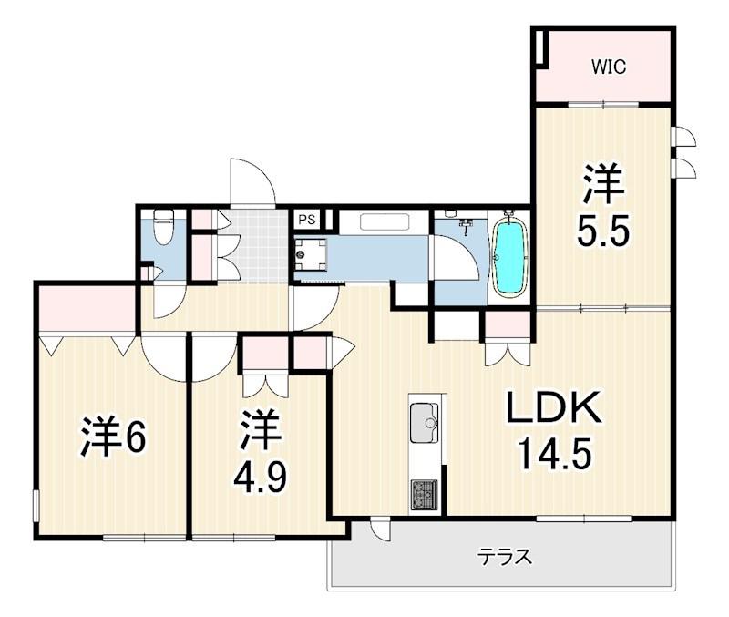 尼崎市塚口本町2丁目ヘーベルメゾン(3LDK/1階)の間取り写真