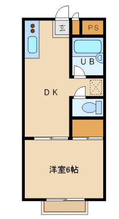 アブニール淵野辺本町(1DK/1階)の間取り写真
