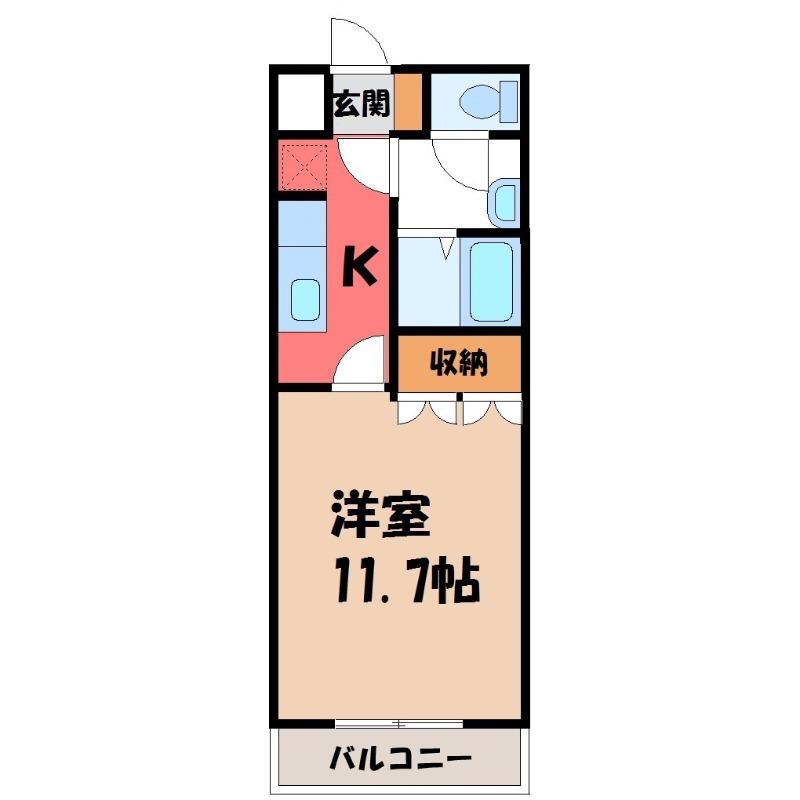 エレガンスI(1K/1階)の間取り写真