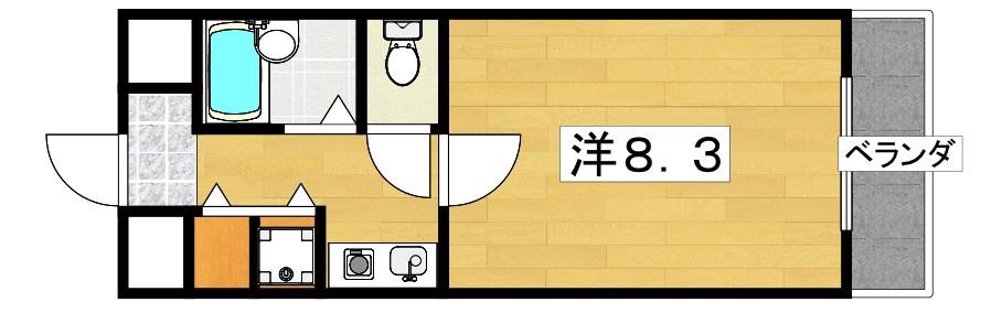 パインヒルⅡ(1K/6階)の間取り写真