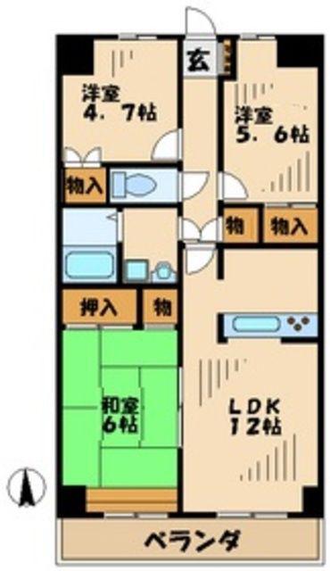 ステータスヒル寿岳(3LDK/3階)の間取り写真