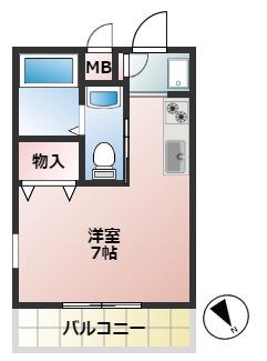 MARCH (ワンルーム/4階)の間取り写真