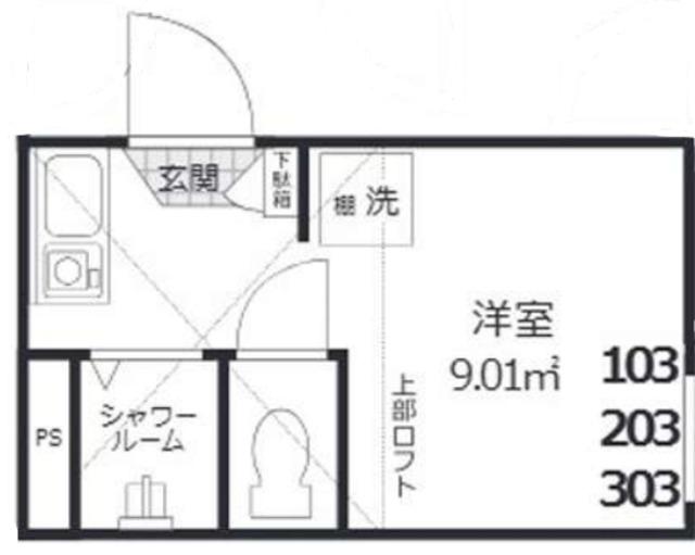 STUDIO ANT北千住 303(ワンルーム/3階)の間取り写真