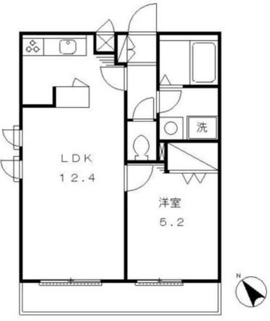 フォルス ヴィラージュ(1LDK/1階)の間取り写真