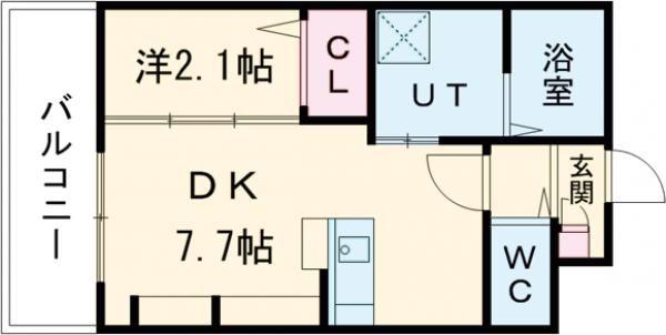九間町シーエム・サンク(1DK/1階)の間取り写真