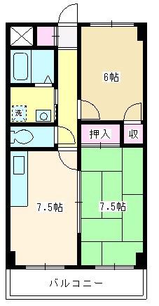 ベルハイム(2DK/3階)の間取り写真