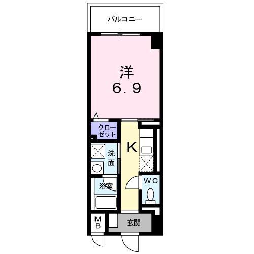 プレールヨコスカ(1K/4階)の間取り写真