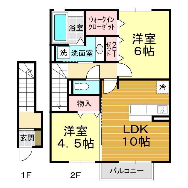 スパークル(2LDK/2階)の間取り写真