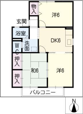 セジュールナルセ(3DK/2階)の間取り写真