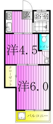第二サトーハイツ(2K/3階)の間取り写真