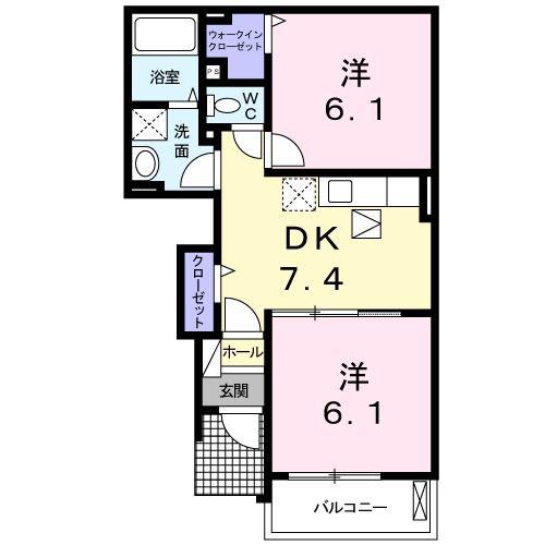 サンセット310(2DK/1階)の間取り写真