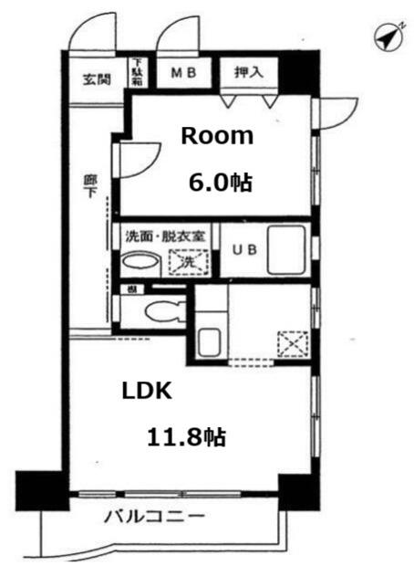 エルグランピア(1LDK/2階)の間取り写真